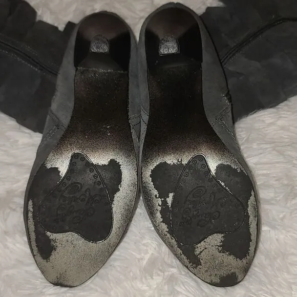 Naughty Monkey Grey Suede Buckle Boots 10