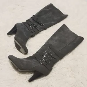 Naughty Monkey Grey Suede Buckle Boots 10