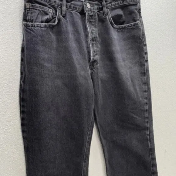 NEW AGOLDE Women's Jeans Lana Mid Rise Straight Size 30 Black