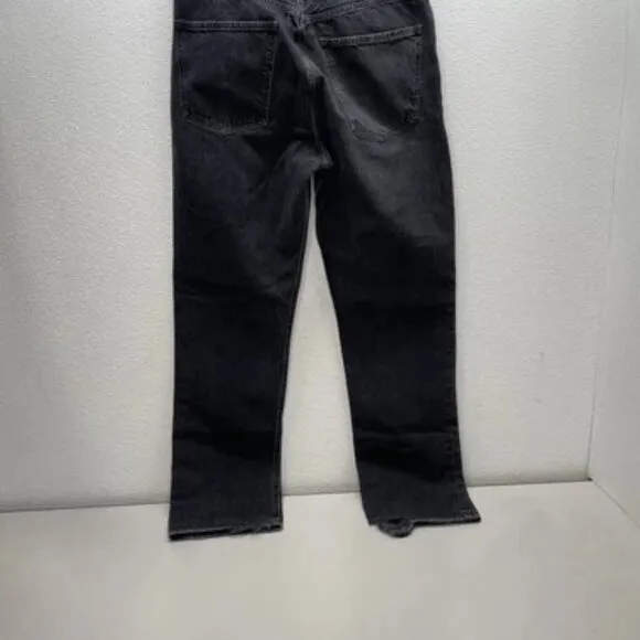 NEW AGOLDE Women's Jeans Lana Mid Rise Straight Size 30 Black