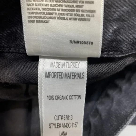 NEW AGOLDE Women's Jeans Lana Mid Rise Straight Size 30 Black