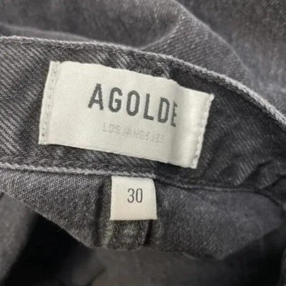 NEW AGOLDE Women's Jeans Lana Mid Rise Straight Size 30 Black