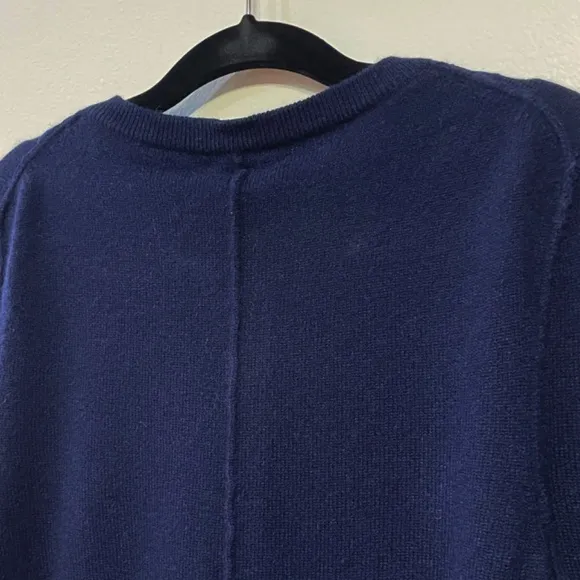 New Aqua 100% Cashmere Crewneck Cardigan Navy Blue XS