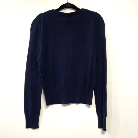 New Aqua 100% Cashmere Crewneck Cardigan Navy Blue XS