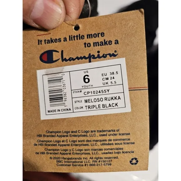 New Champion Meloso Rukka Boots SHOES 3 BLACK Youth Size 6Y Wmn's 7.5 CP102455Y
