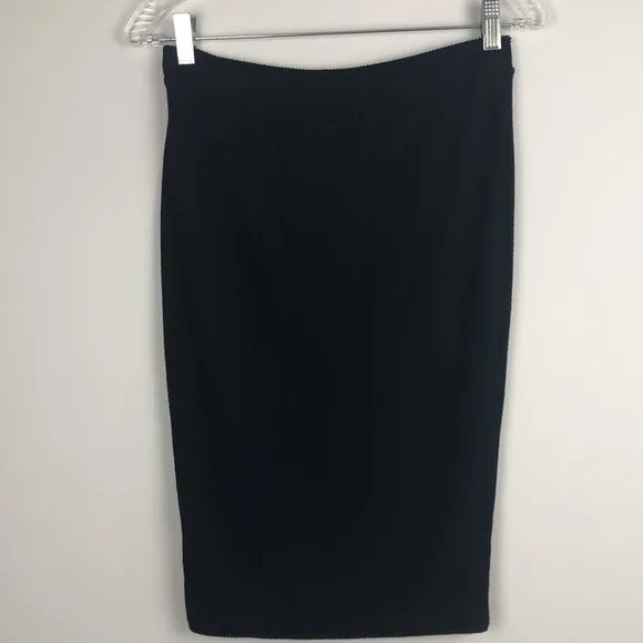 NEW Chaser Love Ribbed Button Down Pencil Skirt Black Size S Recycled Poly Blend
