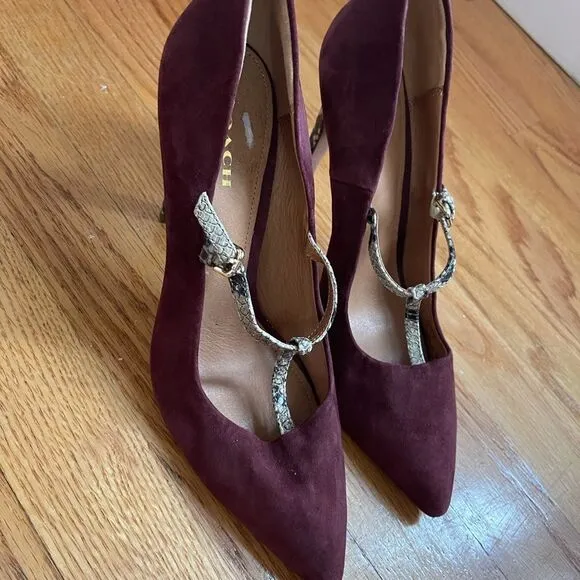 New Coach Fulton Burngundy Suede Shoes