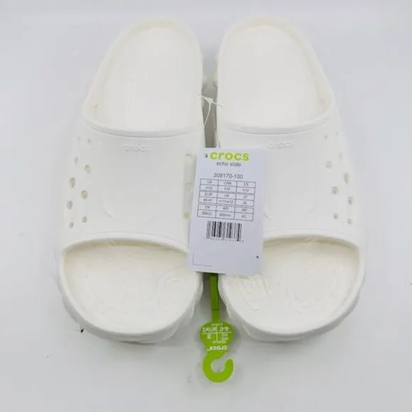 NEW Crocs Echo Slide Sandals Lightweight Slip On Casual White Unisex Size M12
