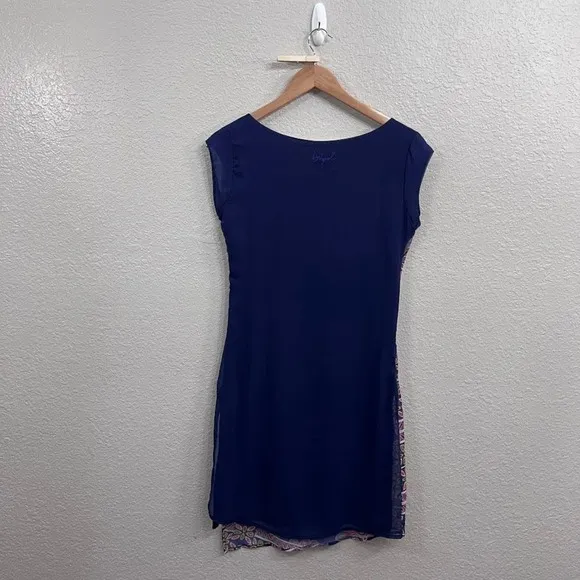 NEW Desigual Vest Kiroga Mini Dress Floral Print in Navy Blue Size small