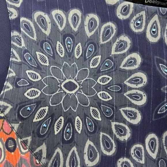 NEW Desigual Vest Kiroga Mini Dress Floral Print in Navy Blue Size small
