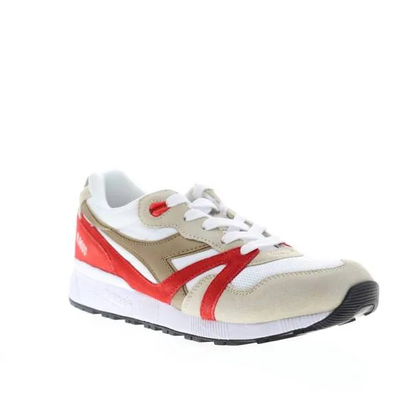 NEW DIADORA men's n9000 spark running shoes in white/fog/rich gold