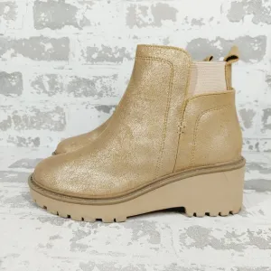 NEW Dolce Vita Rielle Girls Sparkly Tan Faux Leather Pull On Ankle Boots E495