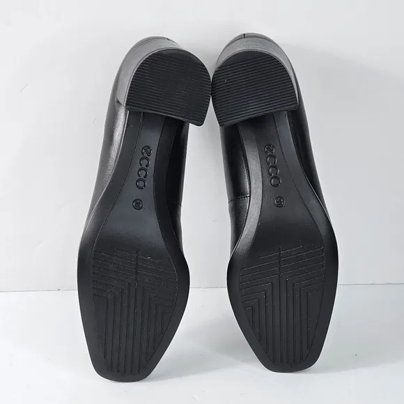 New! ECCO SHAPE 35 SQUARED Toe Leather Block Heel Pump Shoes