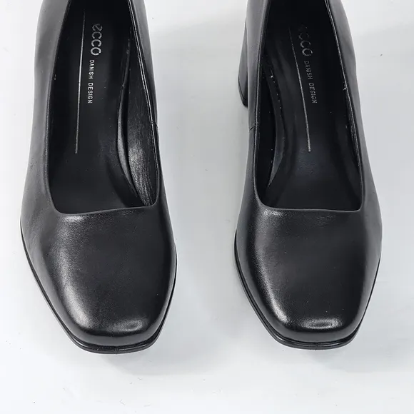 New! ECCO SHAPE 35 SQUARED Toe Leather Block Heel Pump Shoes