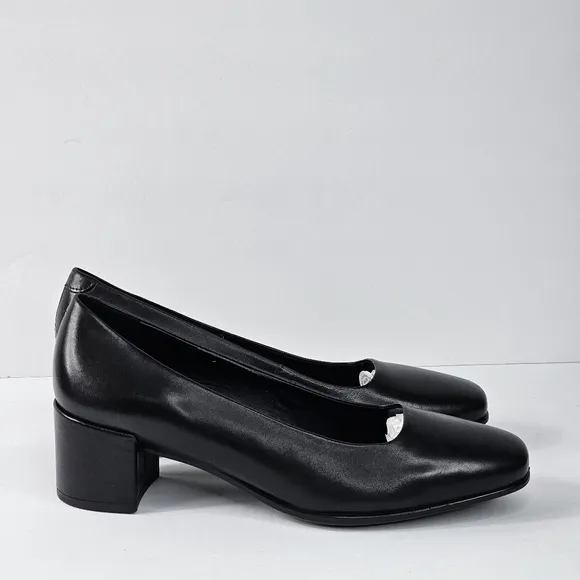 New! ECCO SHAPE 35 SQUARED Toe Leather Block Heel Pump Shoes