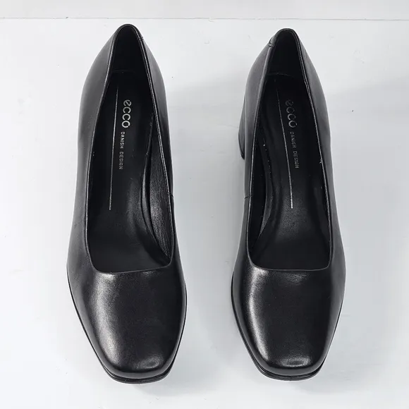 New! ECCO SHAPE 35 SQUARED Toe Leather Block Heel Pump Shoes