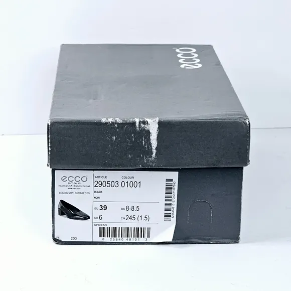 New! ECCO SHAPE 35 SQUARED Toe Leather Block Heel Pump Shoes