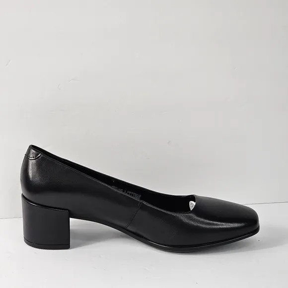 New! ECCO SHAPE 35 SQUARED Toe Leather Block Heel Pump Shoes