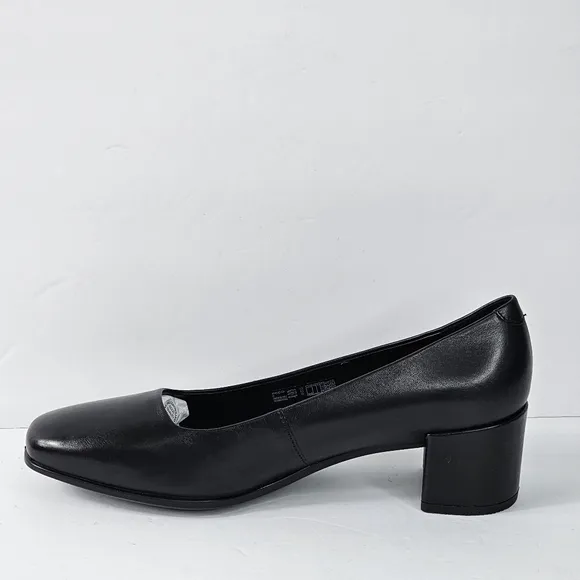 New! ECCO SHAPE 35 SQUARED Toe Leather Block Heel Pump Shoes