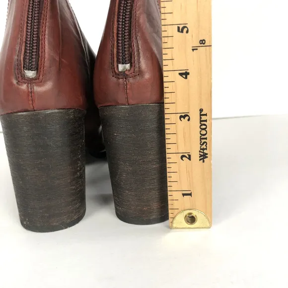 NEW Free People Elle Block Heel Slouchy Boots Sz 41 Burgundy Red Leather Boho