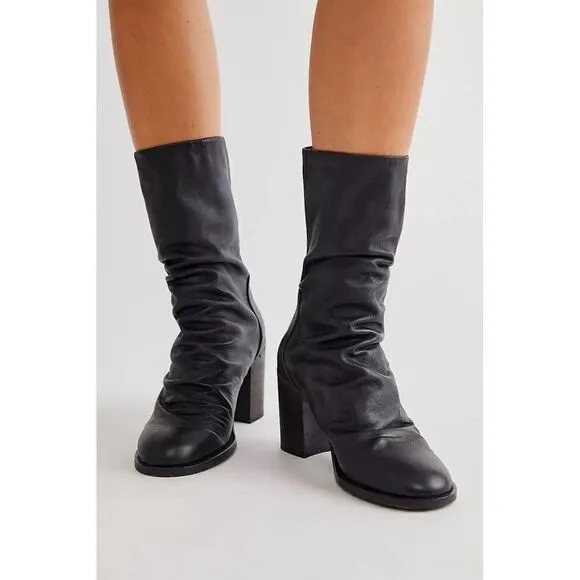 NEW FREE PEOPLE ELLE BLOCK HEEL BOOT IN BLACK