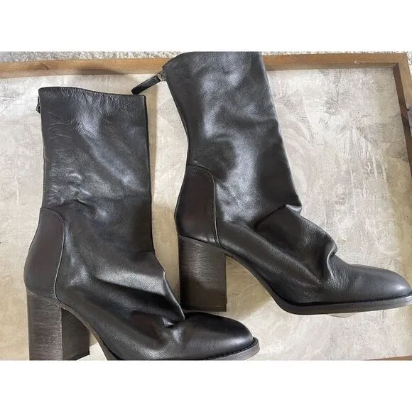 NEW FREE PEOPLE ELLE BLOCK HEEL BOOT IN BLACK