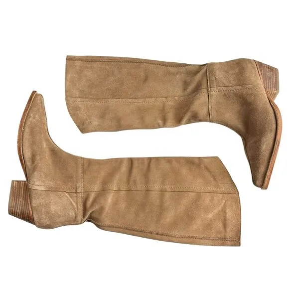 NEW Free People Sway Low Suede Slouchy High Calf Pointed Cowgirl Boots Size 38.5