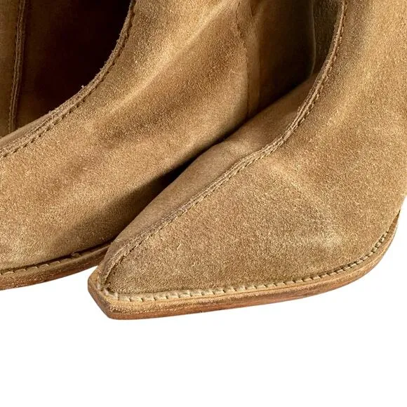 NEW Free People Sway Low Suede Slouchy High Calf Pointed Cowgirl Boots Size 38.5