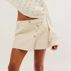 New Free People We The Free Wynne Vegan Leather Mini Skirt in Bone White Cream