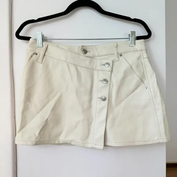 New Free People We The Free Wynne Vegan Leather Mini Skirt in Bone White Cream