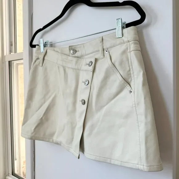 New Free People We The Free Wynne Vegan Leather Mini Skirt in Bone White Cream