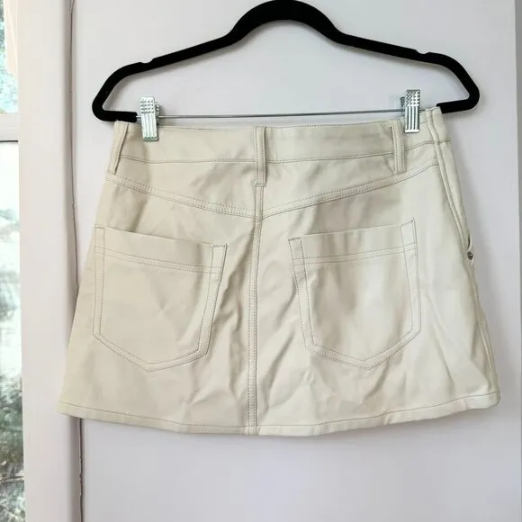 New Free People We The Free Wynne Vegan Leather Mini Skirt in Bone White Cream