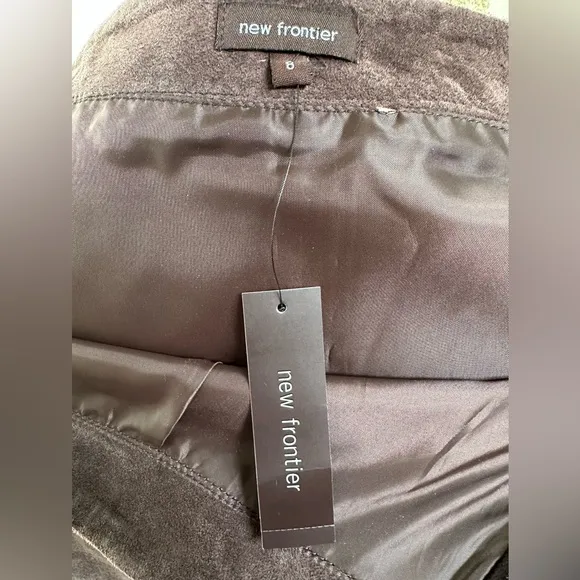 New Frontier Chocolate Brown fully lined suede midi skirt from Neiman Ma…