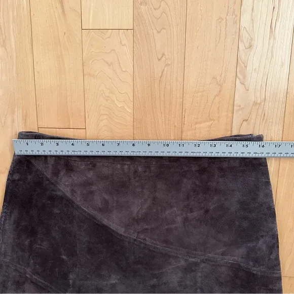New Frontier Chocolate Brown fully lined suede midi skirt from Neiman Ma…