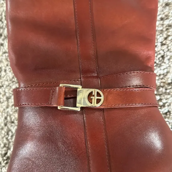 New Giani Bernini 9M Genuine Leather Cognac Rozario Winter Boot