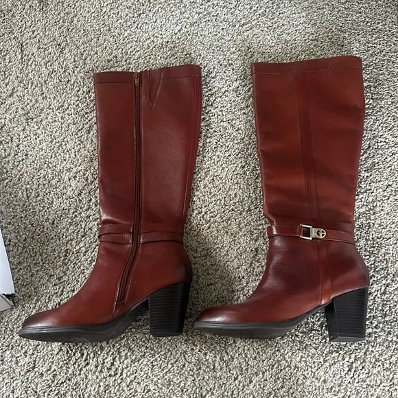 New Giani Bernini 9M Genuine Leather Cognac Rozario Winter Boot