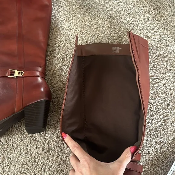 New Giani Bernini 9M Genuine Leather Cognac Rozario Winter Boot