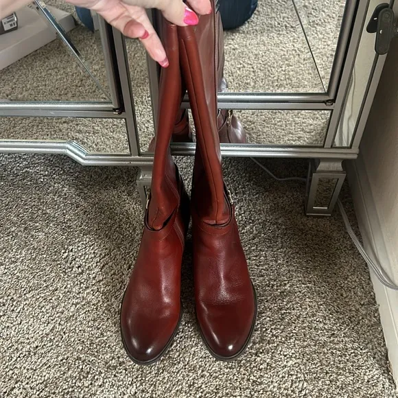 New Giani Bernini 9M Genuine Leather Cognac Rozario Winter Boot
