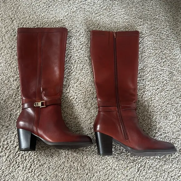 New Giani Bernini 9M Genuine Leather Cognac Rozario Winter Boot