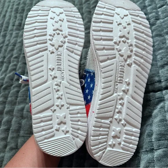 NEW Hey Dude Wally Sox Tri American Pride Patriotic Shoes Sneakers Men's Sz 7‎