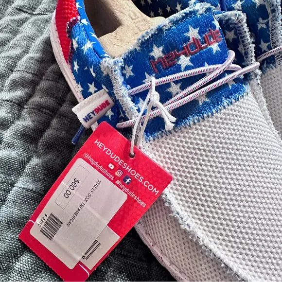 NEW Hey Dude Wally Sox Tri American Pride Patriotic Shoes Sneakers Men's Sz 7‎