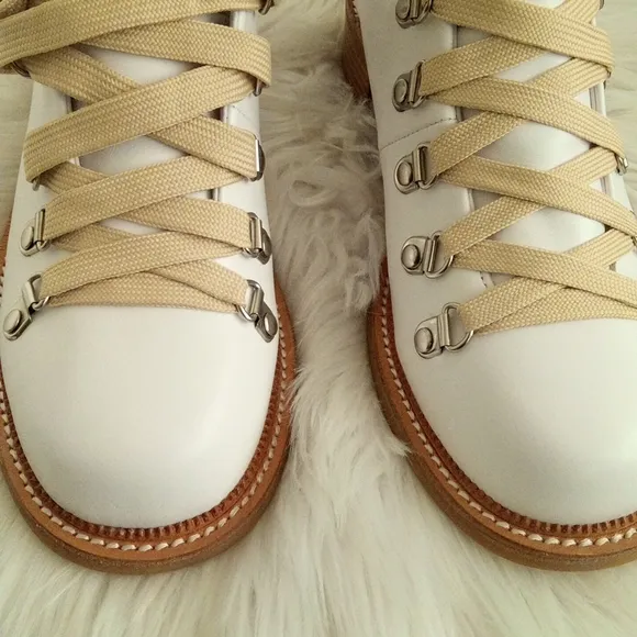 New In Box Jeffrey Campbell Nazko White Ankle Lace Up Boots Women Size US 8.5M