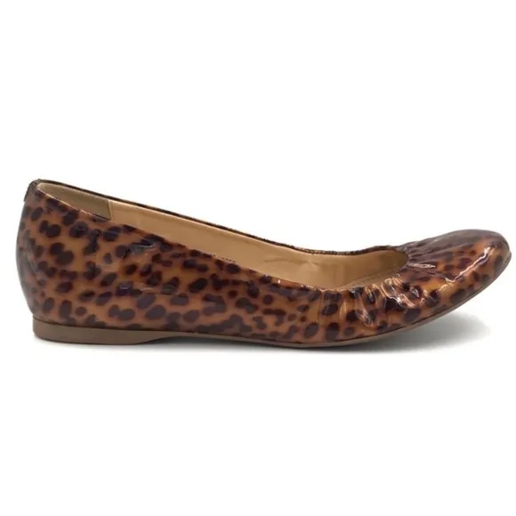 NEW J. Crew Cece Tortoise Leopard Print Patent Leather Ballet Flats - 7.5