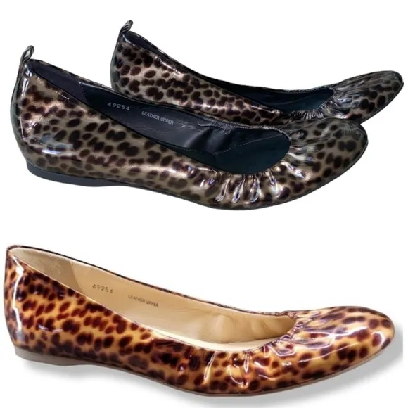 NEW J. Crew Cece Tortoise Leopard Print Patent Leather Ballet Flats - 7.5
