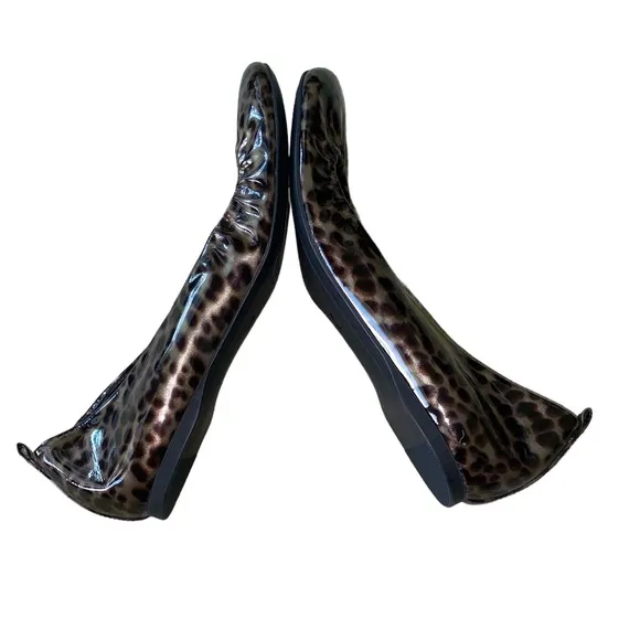 NEW J. Crew Cece Tortoise Leopard Print Patent Leather Ballet Flats - 7.5