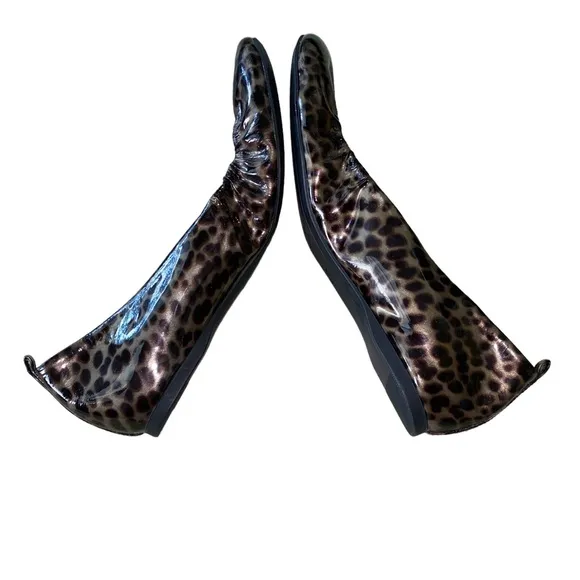 NEW J. Crew Cece Tortoise Leopard Print Patent Leather Ballet Flats - 7.5