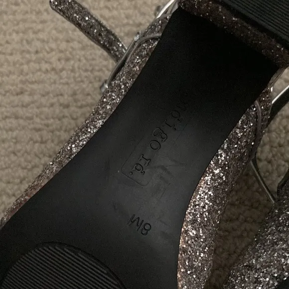 NEW J. Crew Indigo Rd Glitter Strappy Block Heel Sandals High Heels Size 8 NWOB