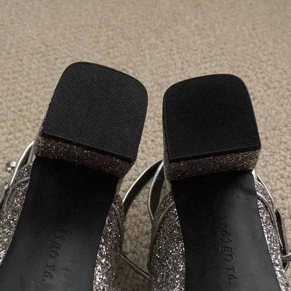NEW J. Crew Indigo Rd Glitter Strappy Block Heel Sandals High Heels Size 8 NWOB