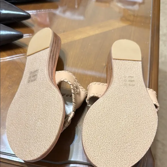 New Jack Rogers Tan Sandals with Medallion Design