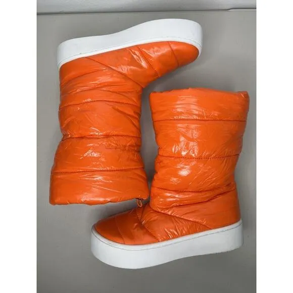 New Jeffrey Campbell Orange Puffer Platform Winter Boots Women’s Size 8